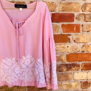 Pink Floral Top White Floral Detail